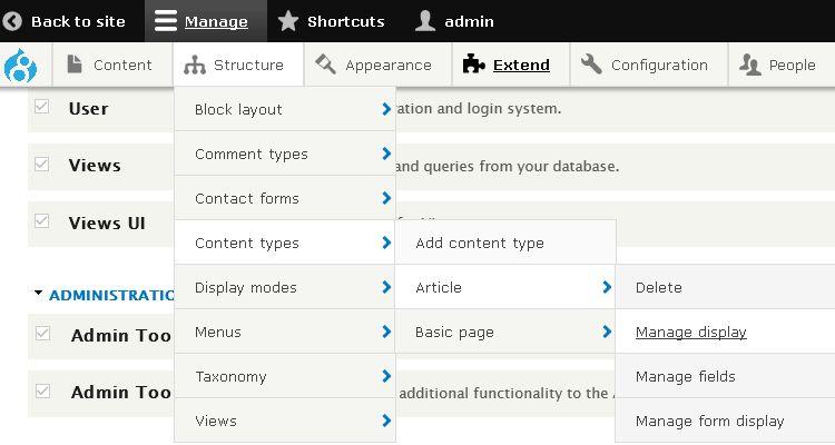 Admin Toolbar: Drop Down Menu untuk Administrasi Drupal 8